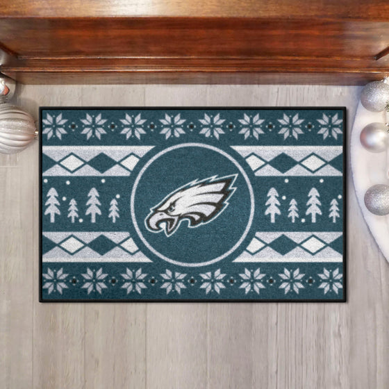 Philadelphia Eagles Holiday Sweater Starter Mat Accent Rug - 19in. x 30in.