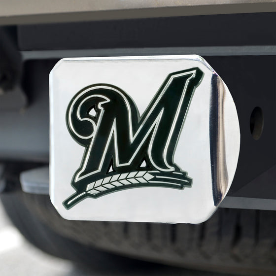 Milwaukee Brewers Chrome Metal Hitch Cover with Chrome Metal 3D Emblem