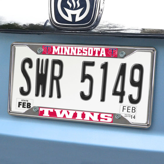 Minnesota Twins Chrome Metal License Plate Frame, 6.25in x 12.25in