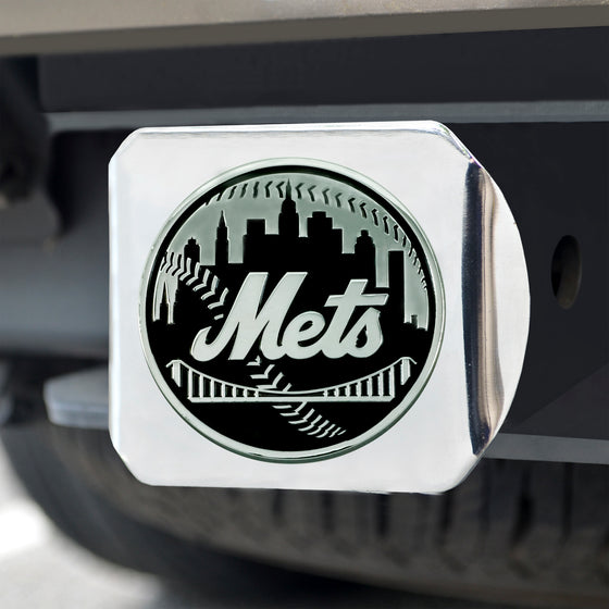 New York Mets Chrome Metal Hitch Cover with Chrome Metal 3D Emblem