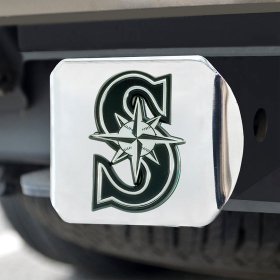 Seattle Mariners Chrome Metal Hitch Cover with Chrome Metal 3D Emblem