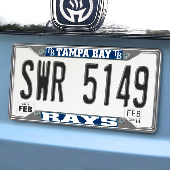 Tampa Bay Rays Chrome Metal License Plate Frame, 6.25in x 12.25in