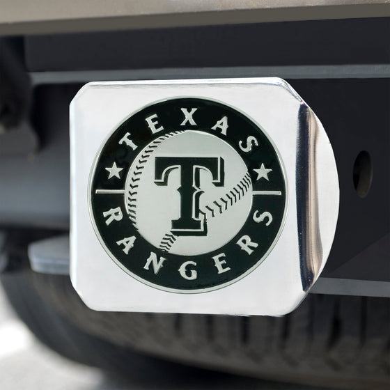 Texas Rangers Chrome Metal Hitch Cover with Chrome Metal 3D Emblem