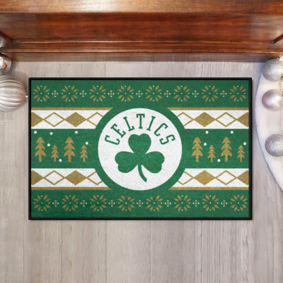 Boston Celtics Holiday Sweater Starter Mat Accent Rug - 19in. x 30in.