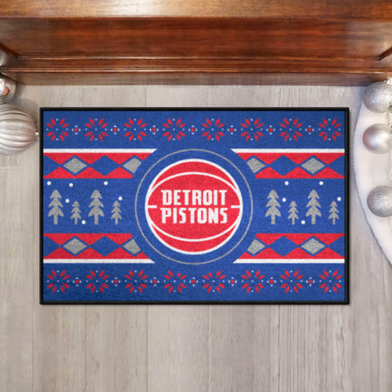 Detroit Pistons Holiday Sweater Starter Mat Accent Rug - 19in. x 30in.