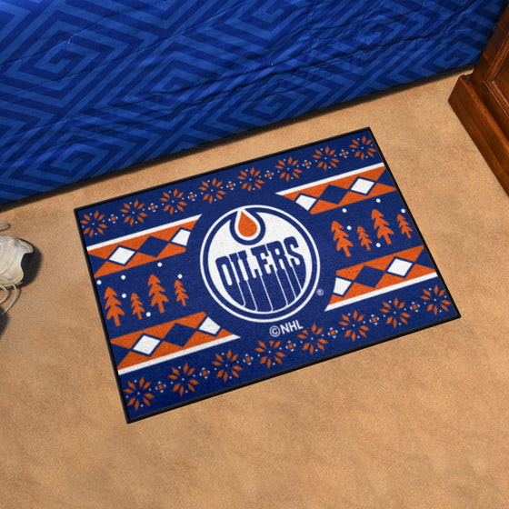 Edmonton Oilers Holiday Sweater Starter Mat Accent Rug - 19in. x 30in.