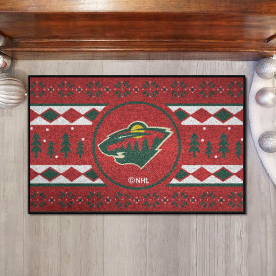 Minnesota Wild Holiday Sweater Starter Mat Accent Rug - 19in. x 30in.