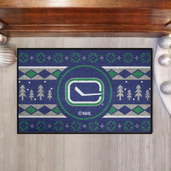 Vancouver Canucks Holiday Sweater Starter Mat Accent Rug - 19in. x 30in.