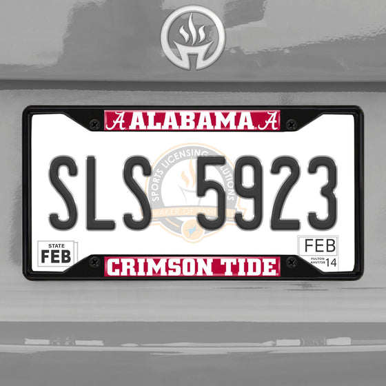 Alabama Crimson Tide Metal License Plate Frame Black Finish