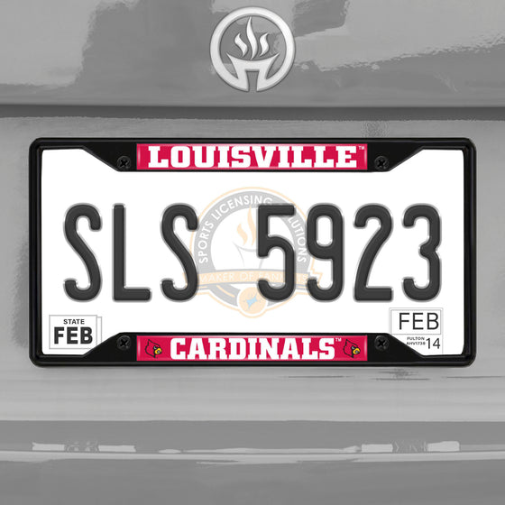 Louisville Cardinals Metal License Plate Frame Black Finish