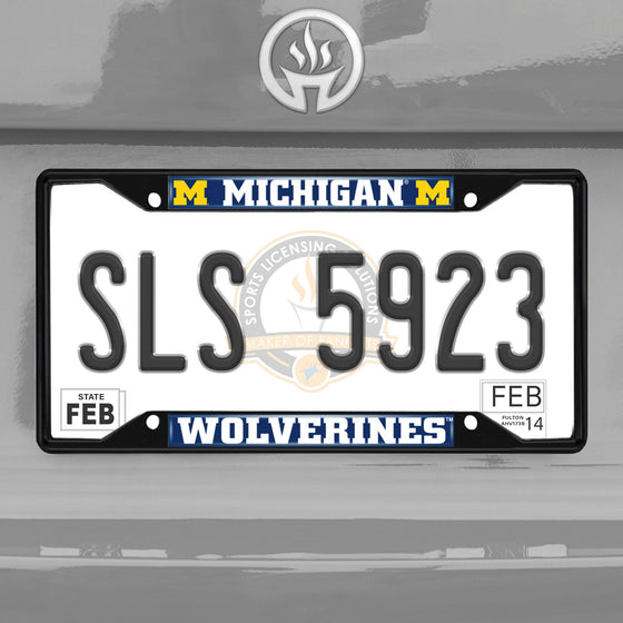 Michigan Wolverines Metal License Plate Frame Black Finish