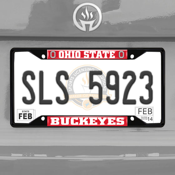 Ohio State Buckeyes Metal License Plate Frame Black Finish
