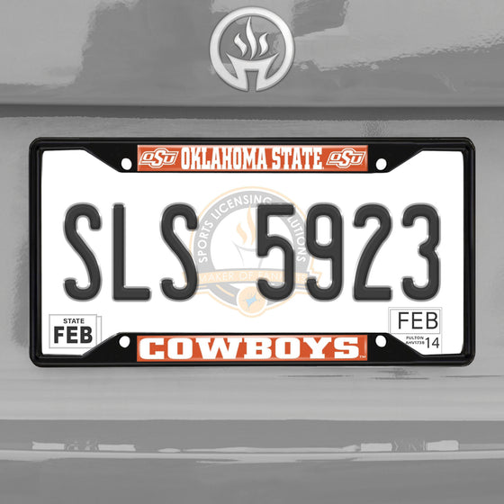 Oklahoma State Cowboys Metal License Plate Frame Black Finish