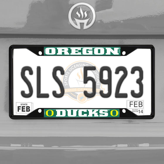 Oregon Ducks Metal License Plate Frame Black Finish