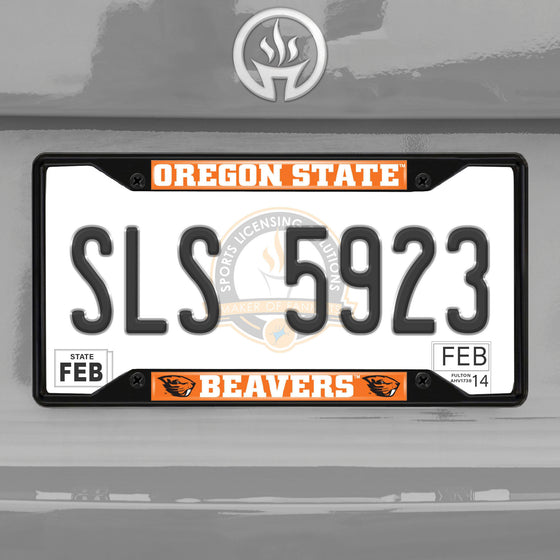 Oregon State Beavers Metal License Plate Frame Black Finish