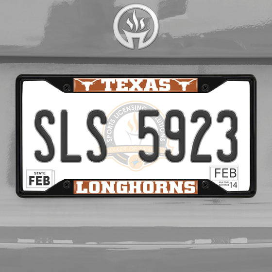 Texas Longhorns Metal License Plate Frame Black Finish