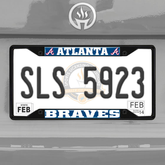 Atlanta Braves Metal License Plate Frame Black Finish