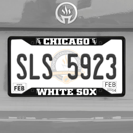 Chicago White Sox Metal License Plate Frame Black Finish