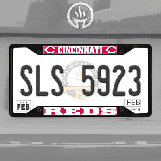 Cincinnati Reds Metal License Plate Frame Black Finish