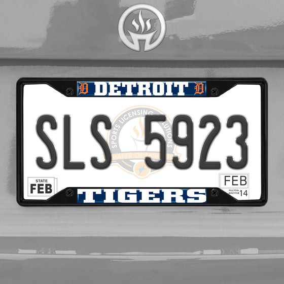 Detroit Tigers Metal License Plate Frame Black Finish