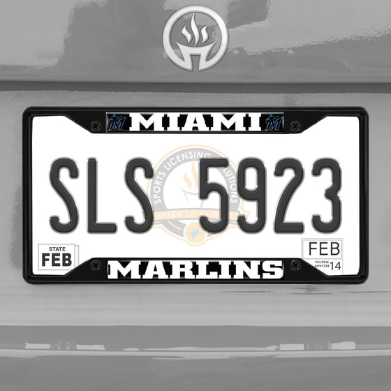 Miami Marlins Metal License Plate Frame Black Finish