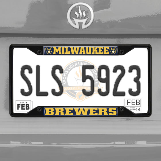 Milwaukee Brewers Metal License Plate Frame Black Finish