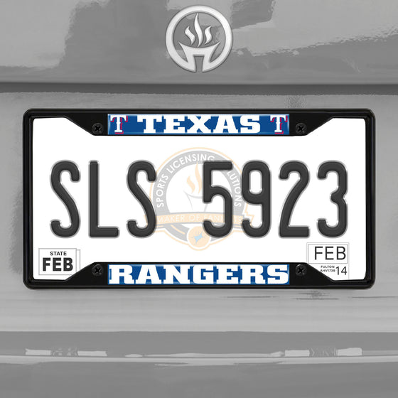Texas Rangers Metal License Plate Frame Black Finish