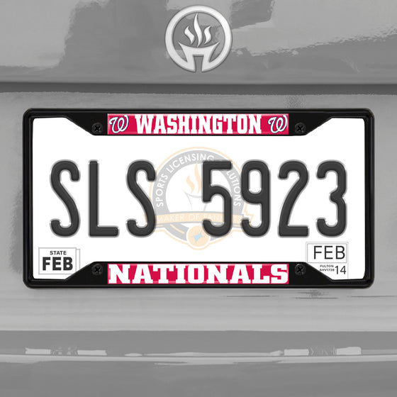 Washington Nationals Metal License Plate Frame Black Finish