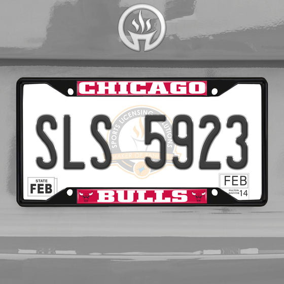 Chicago Bulls Metal License Plate Frame Black Finish