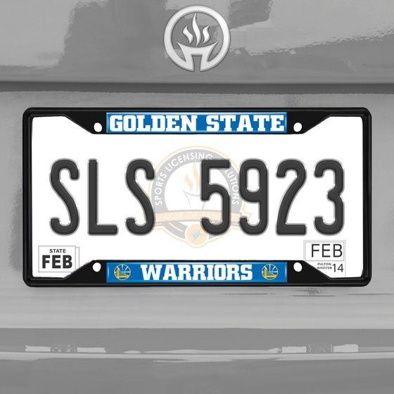 Golden State Warriors Metal License Plate Frame Black Finish