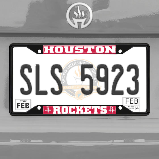 Houston Rockets Metal License Plate Frame Black Finish