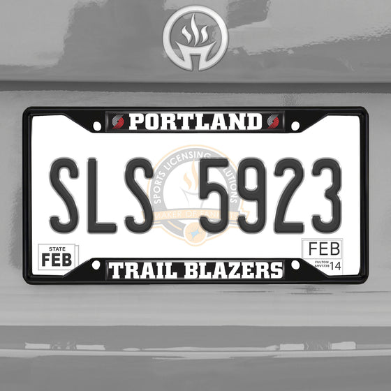 Portland Trail Blazers Metal License Plate Frame Black Finish