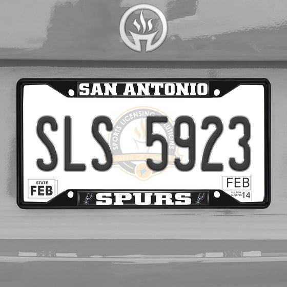San Antonio Spurs Metal License Plate Frame Black Finish