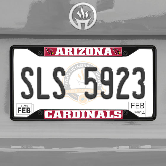 Arizona Cardinals Metal License Plate Frame Black Finish