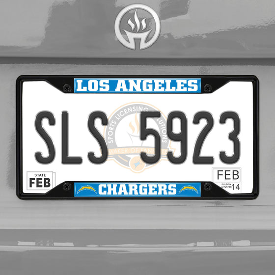 Los Angeles Chargers Metal License Plate Frame Black Finish