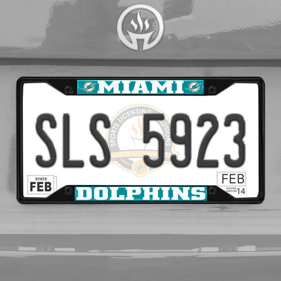Miami Dolphins Metal License Plate Frame Black Finish