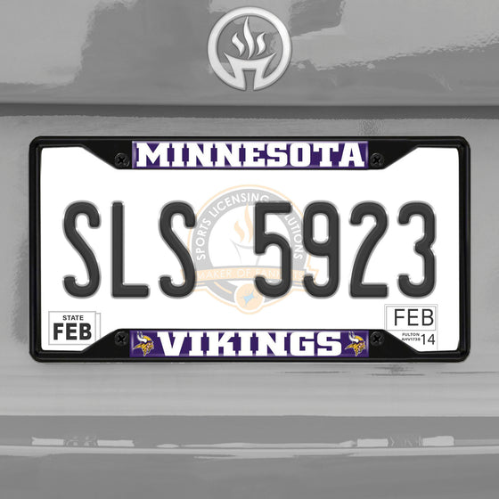 Minnesota Vikings Metal License Plate Frame Black Finish