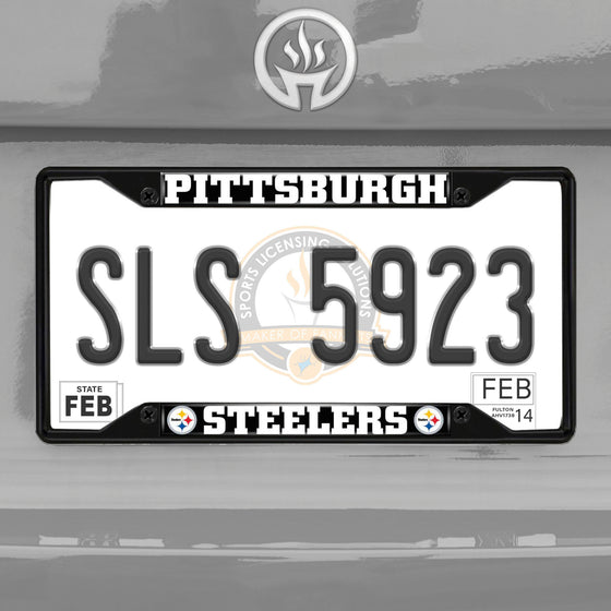 Pittsburgh Steelers Metal License Plate Frame Black Finish