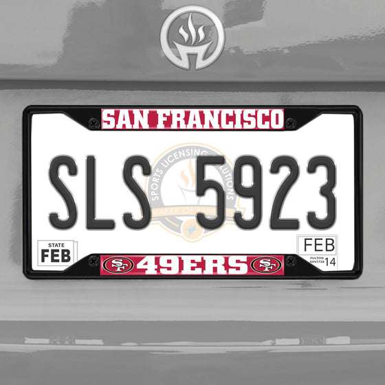 San Francisco 49ers Metal License Plate Frame Black Finish