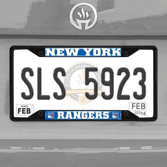 New York Rangers Metal License Plate Frame Black Finish