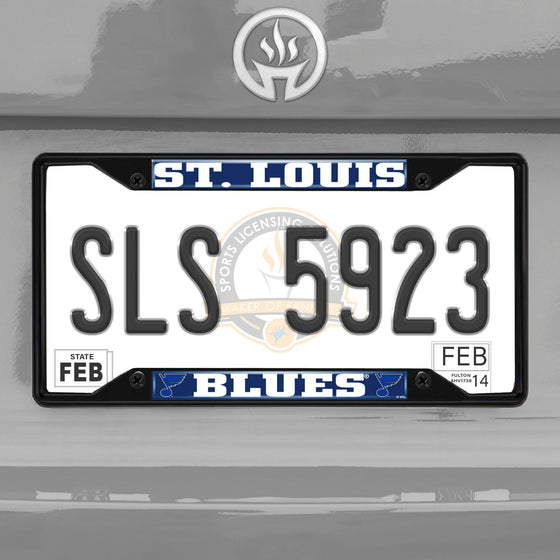 St. Louis Blues Metal License Plate Frame Black Finish