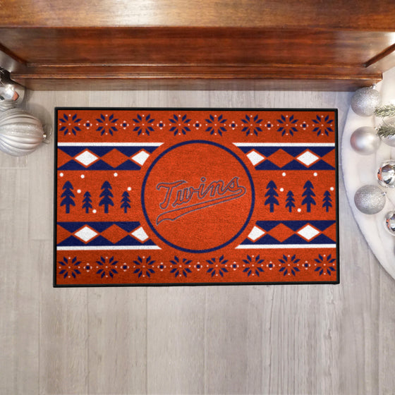 Minnesota Twins Holiday Sweater Starter Mat Accent Rug - 19in. x 30in.