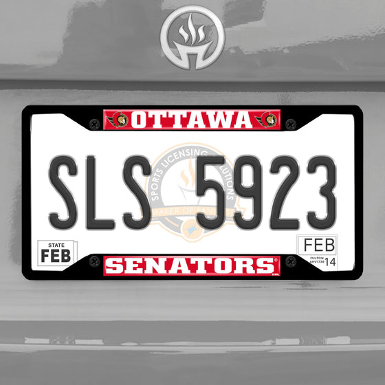 Ottawa Senators Metal License Plate Frame Black Finish