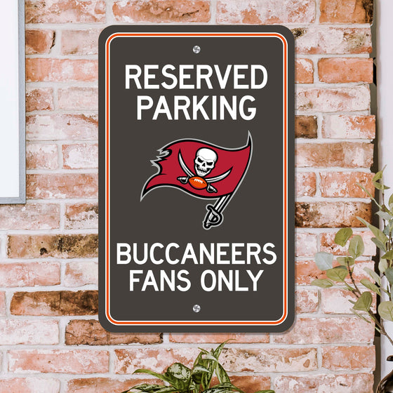 Tampa Bay Buccaneers Team Color Reserved Parking Sign Décor 18in. X 11.5in. Lightweight