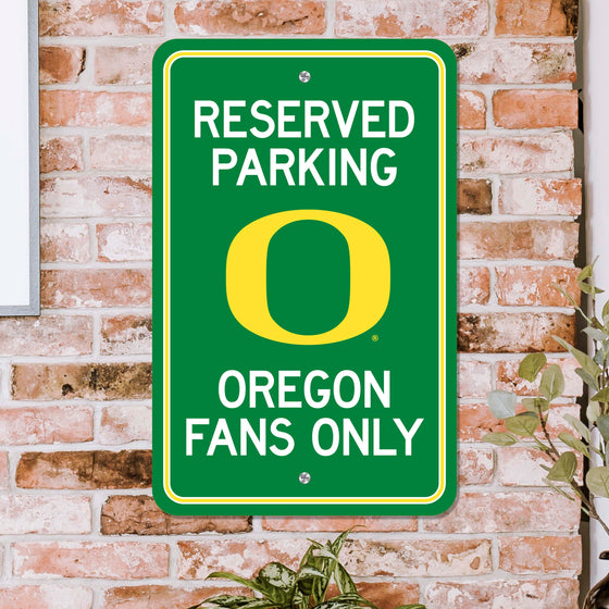 Oregon Ducks Team Color Reserved Parking Sign Décor 18in. X 11.5in. Lightweight