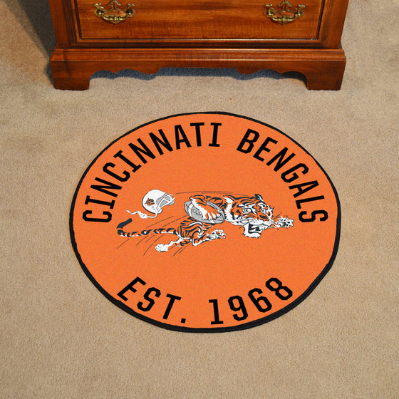 Cincinnati Bengals Roundel Rug - 27in. Diameter, NFL Vintage