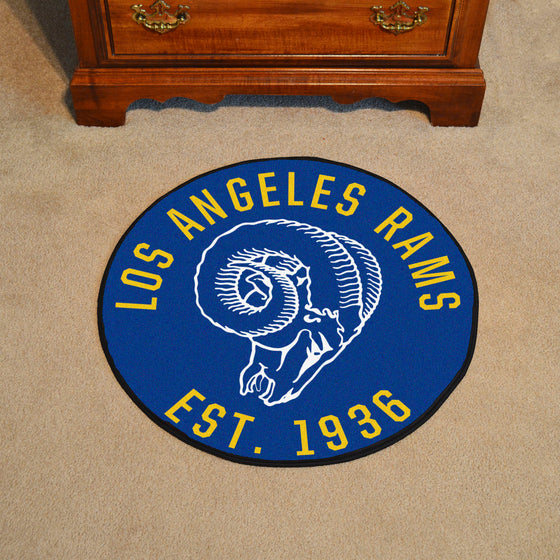 Los Angeles Rams Roundel Rug - 27in. Diameter, NFL Vintage