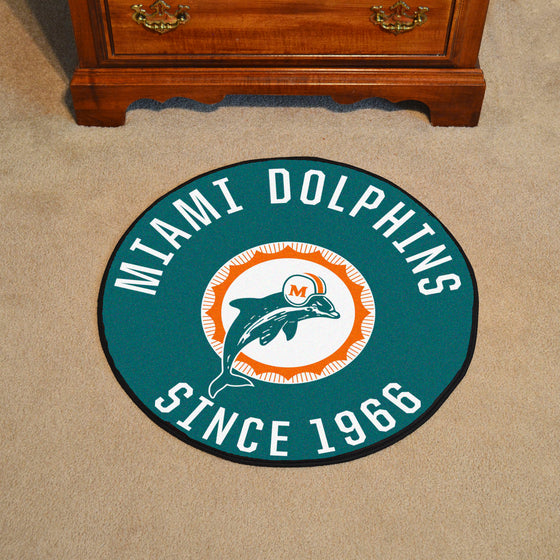 Miami Dolphins Roundel Rug - 27in. Diameter, NFL Vintage