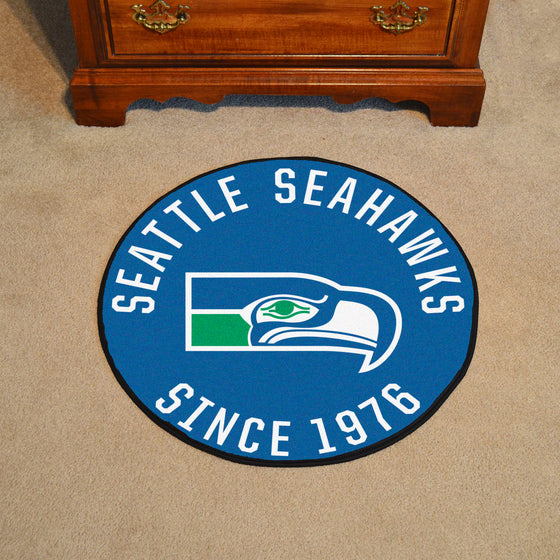 Seattle Seahawks Roundel Rug - 27in. Diameter, NFL Vintage