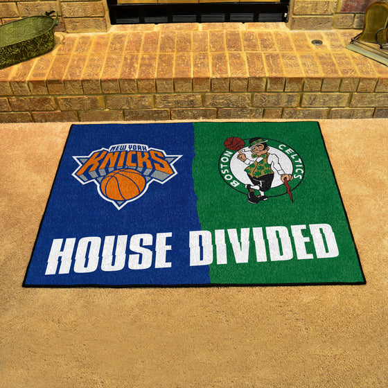NBA House Divided - New York Knicks / Celtics House Divided Rug - 34 in. x 42.5 in.